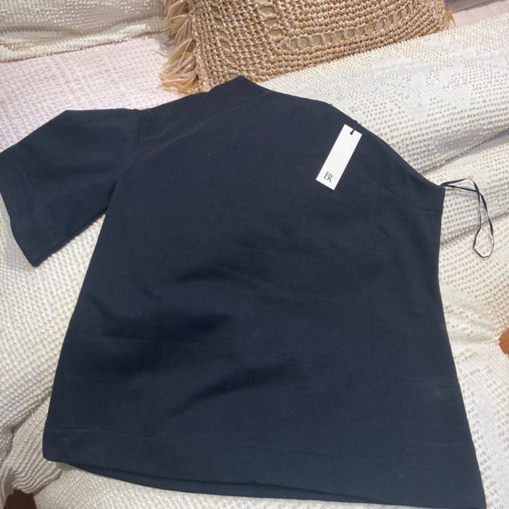 NEW Banana Republic Cotton One-Shoulder T-Shirt Size XS Color Black - Picture 3 of 3